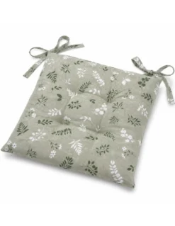 Coprisedia Herbarium Verde 40x40 Cuscino Trapuntato con Lacci in Cotone