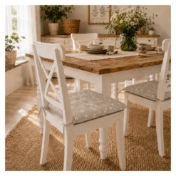 Coprisedia Margherite su Fondo Verde 40x40 con Lacci, 80% Cotone e 20% Poliestere
