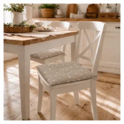 Coprisedia Margherite su Fondo Verde 40x40 con Lacci, 80% Cotone e 20% Poliestere