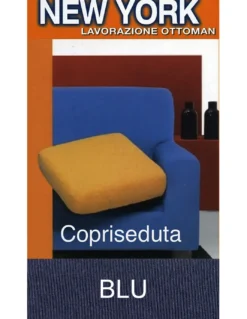 Copriseduta Divano New York Blu - Tessuto Elasticizzato a Costine Antipilling - Made in Italy
