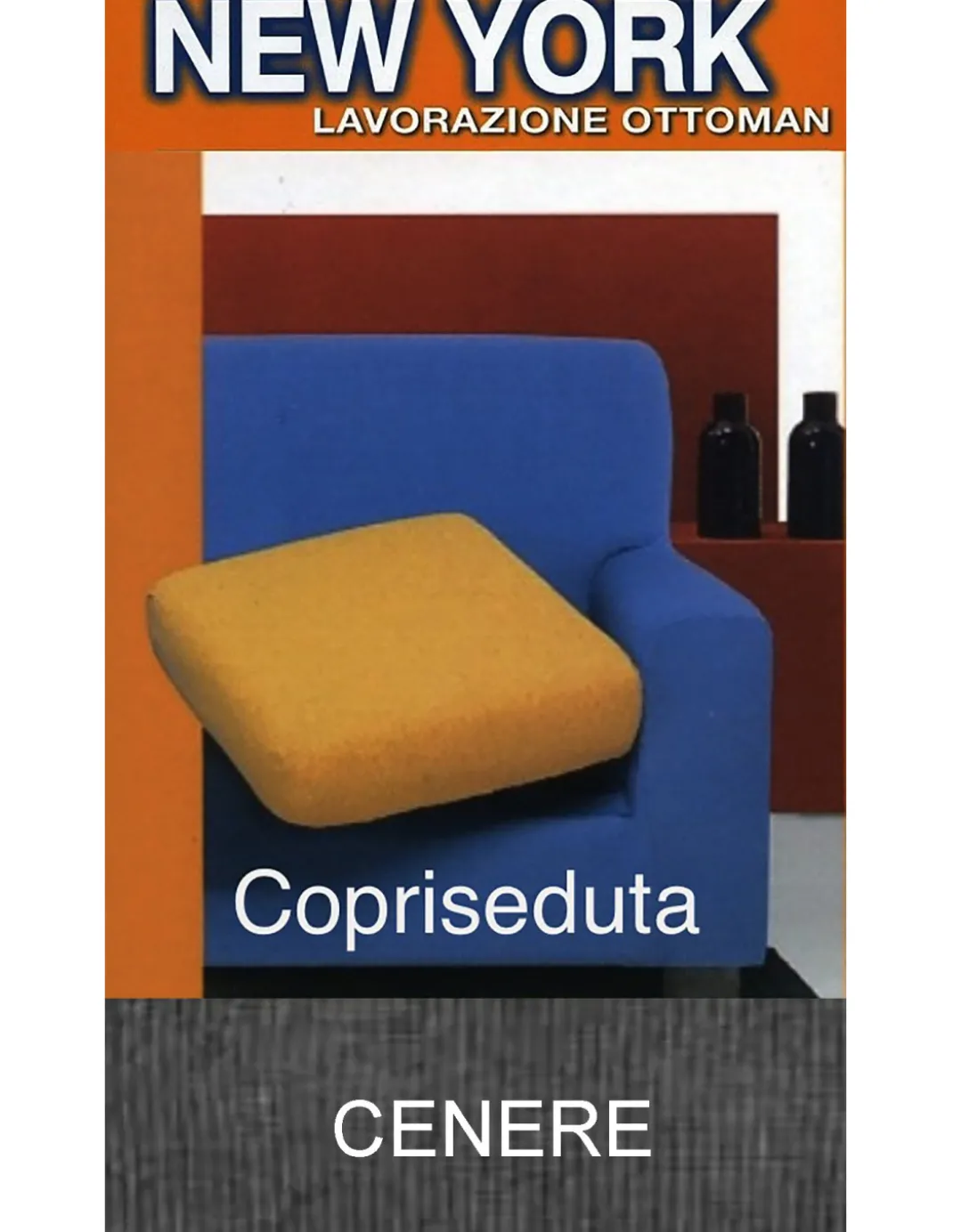 Copriseduta Divano New York Cenere - Tessuto Elasticizzato a Costine Antipilling - Made in Italy