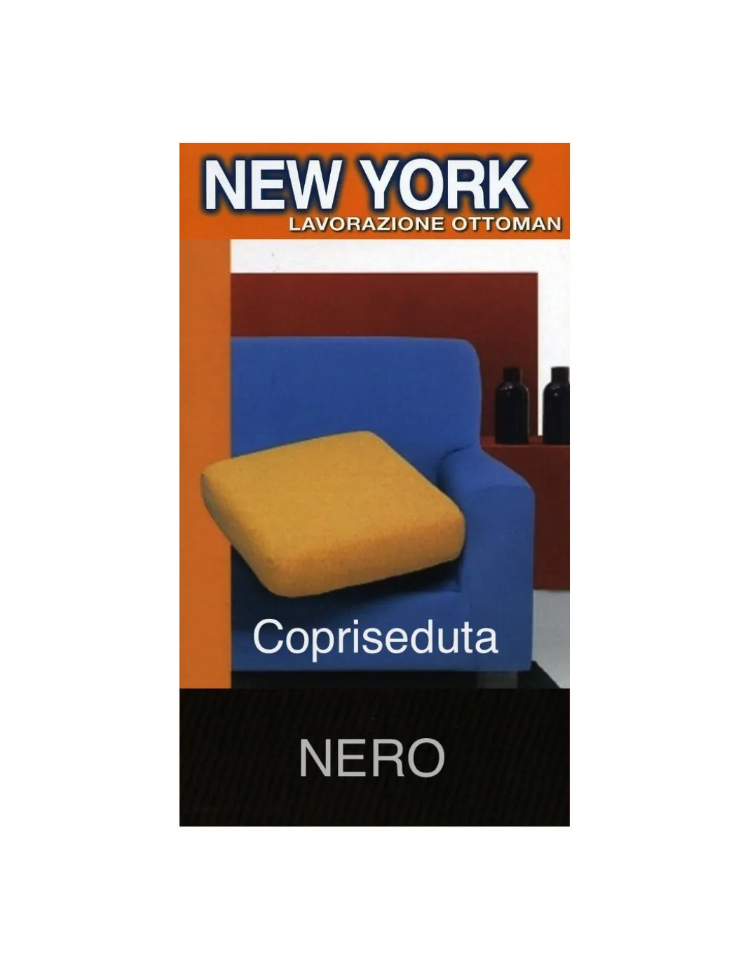 Copriseduta Divano New York Nero - Tessuto Elasticizzato a Costine Antipilling - Made in Italy