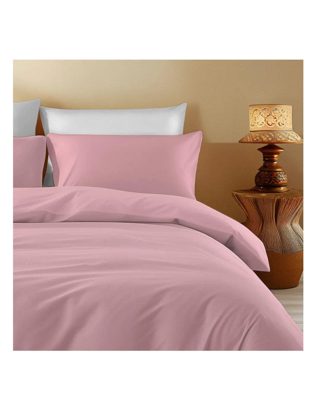 Copritrapunta in Cotone Tinta Unita Rosa Tempo di Dormire - Morbido, Traspirante, Chiusura Clic-Clac - Made in Italy
