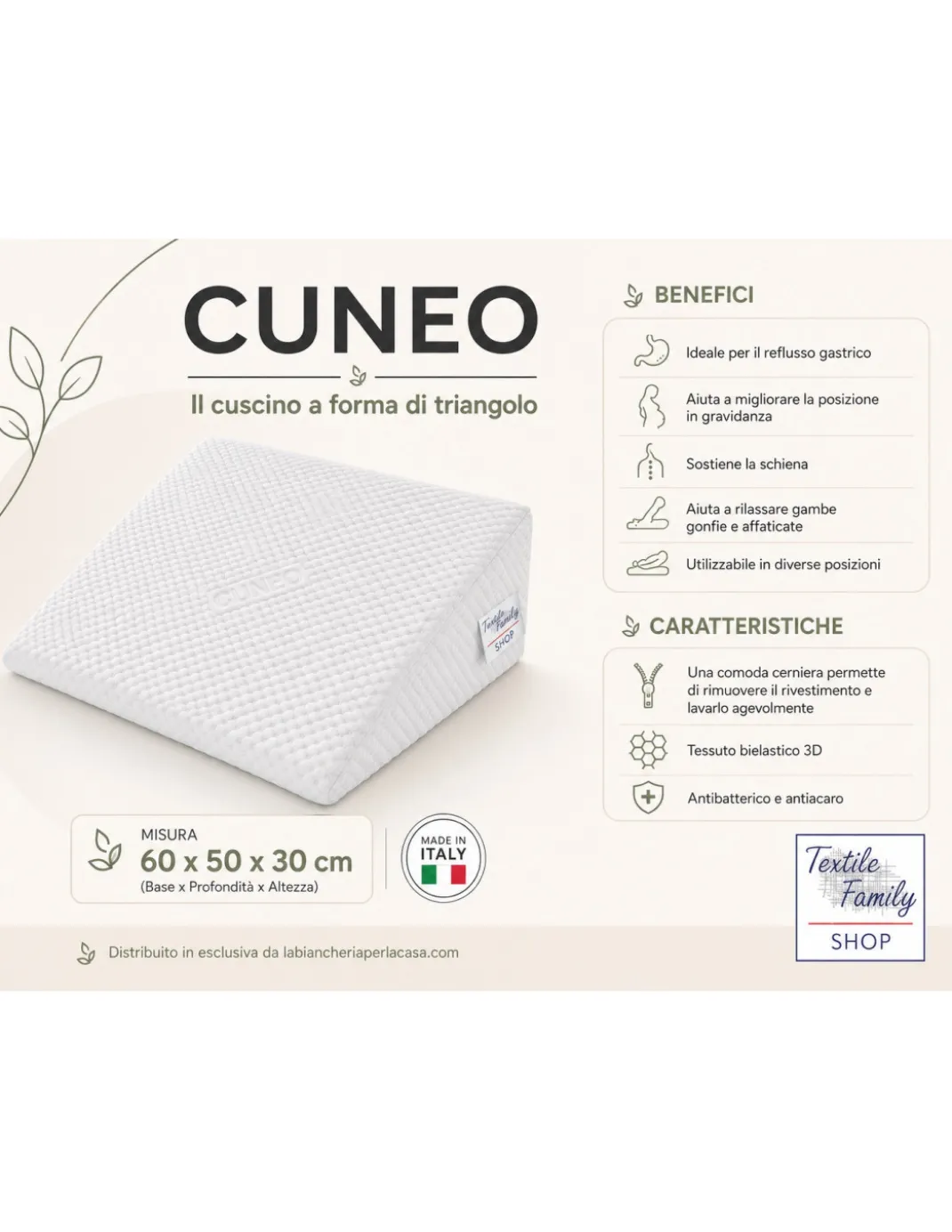 CUSCINO ad angolo TRIANGOLO A CUNEO gambe Gravidanza REFLUSSO GASTRICO per Letto E DIVANO Sostegno LOMBARE SCHIENA