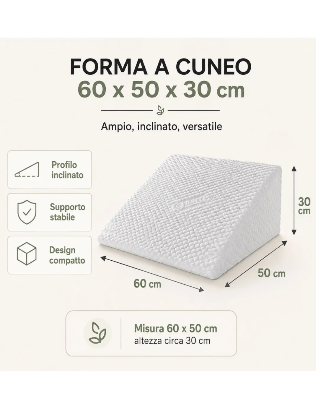 CUSCINO ad angolo TRIANGOLO A CUNEO gambe Gravidanza REFLUSSO GASTRICO per Letto E DIVANO Sostegno LOMBARE SCHIENA