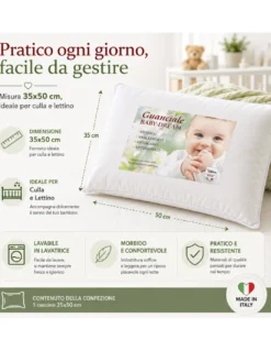 Cuscino Baby Dream Tex family 35x50 cm in Puro Cotone Anallergico Antiacaro