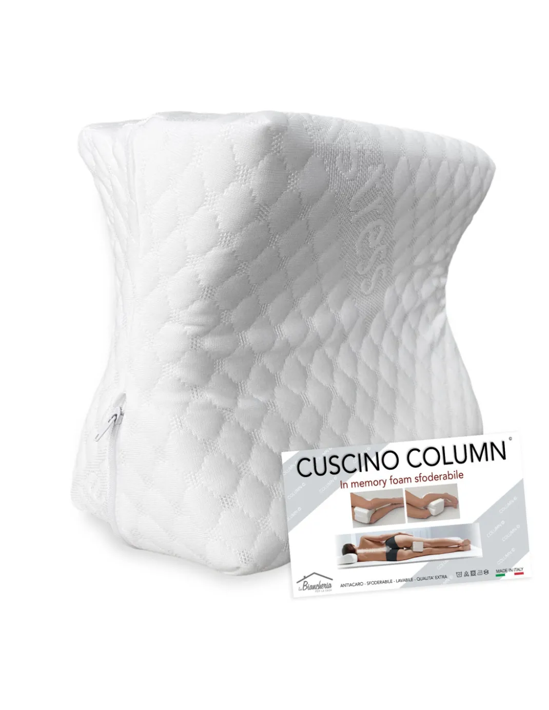 CUSCINO COLUMN © supporto GAMBE ginocchia in MEMORY per spina dorsale e gravidanza Made In Italy