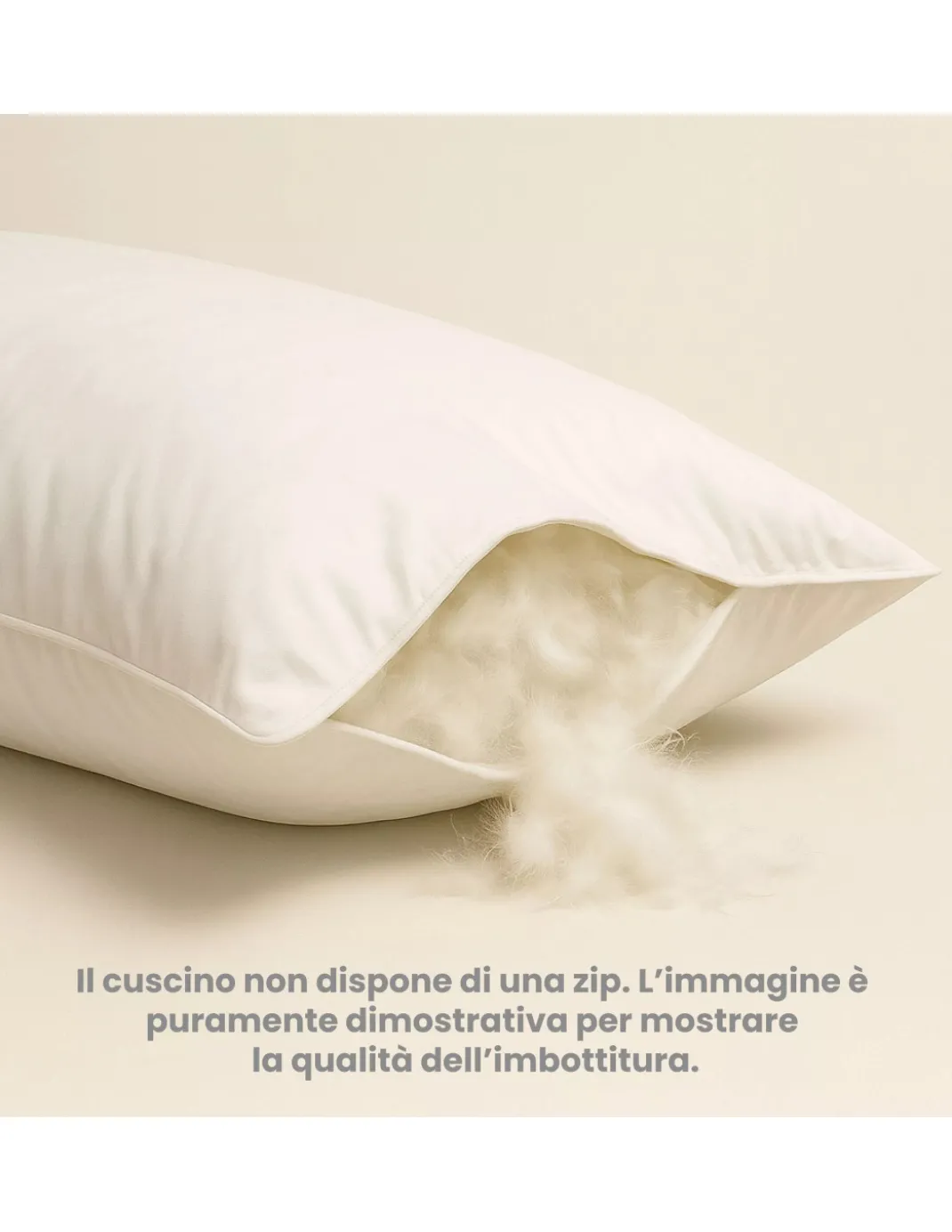 Cuscino in Piuma d'Oca 50x80 Trentino - Guanciale Letto Morbido Cotone Twill Anallergico