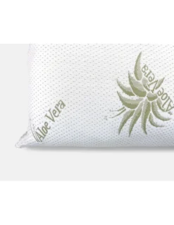 Cuscino Letto Aloe Vera con Federa Anallergica, Antibatterico, Antiacaro, Imbottitura in Fibre e Cotone, 42x72cm, Spessore 20cm
