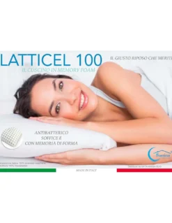 Cuscino viscoelastico Latticel 100, traspirante e anatomico con memoria di forma - Ipoallergenico e morbido, bianco, 45 x 75 cm