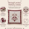 Federa Cuscino Arredo Tirolese 40x40 Cervi e Cuori Ecrù Bordeaux Made in Italy