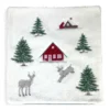 Federa Cuscino Arredo Tirolese con Cervo e Casina - Pile Agnellato Bianco Invernale 40x40 cm - Made in Italy