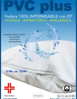 FEDERA PVC PLUS © copriguanciale IMPERMEABILE CON CERNIERA IN spugna DI COTONE