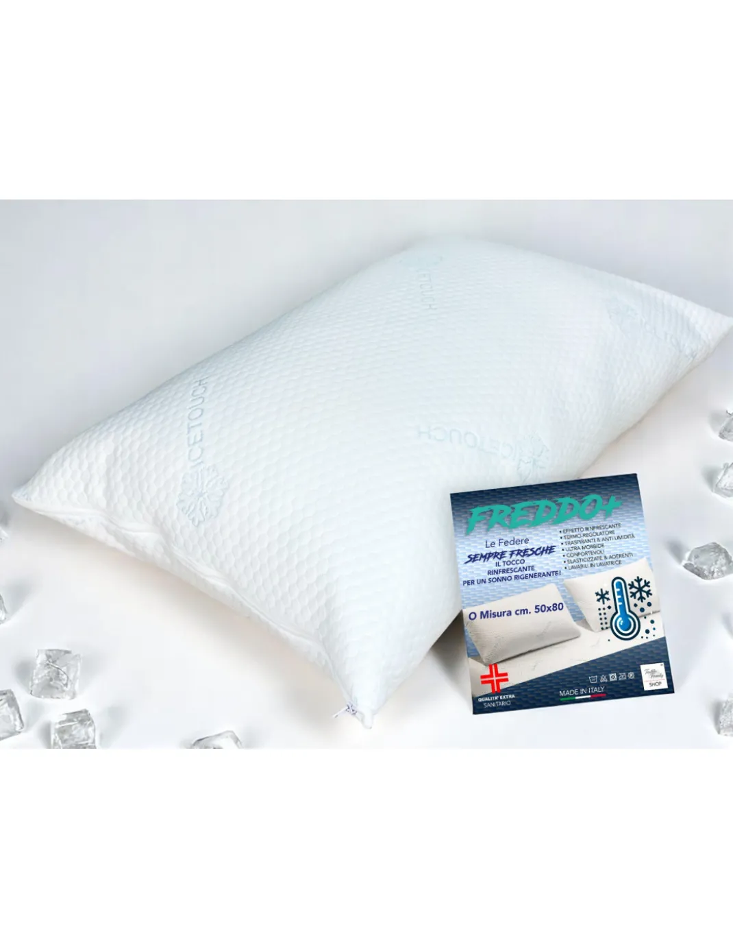 Federa Rinfrescante Ice-Touch Singola 50x80 cm – Termoregolante Estiva – Traspirante e Made in Italy