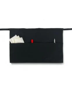 Grembiule Nero a Vita con Tripla Tasca Gaspare, Tessuto Drill Cotone-Poliestere, Resistente, Made in Italy