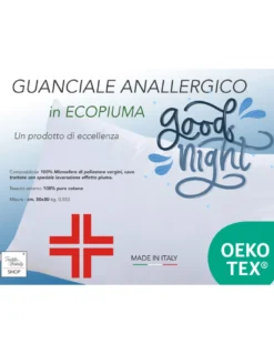 GUANCIALE cuscino ANALLERGICO EFFETTO Piuma GOOD NIGHT in Microsfere Made in Italy