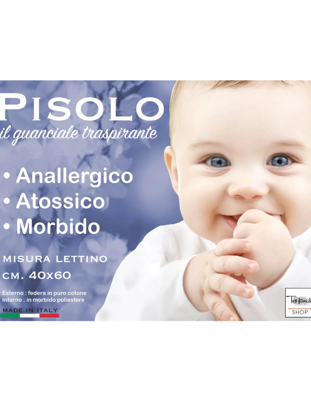 GUANCIALE CUSCINO baby PISOLO traspirante per BAMBINO DA LETTINO