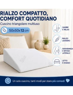 GUANCIALE cuscino TRIANGOLO A CUNEO gambe GRAVIDANZA Reflusso GASTRICO