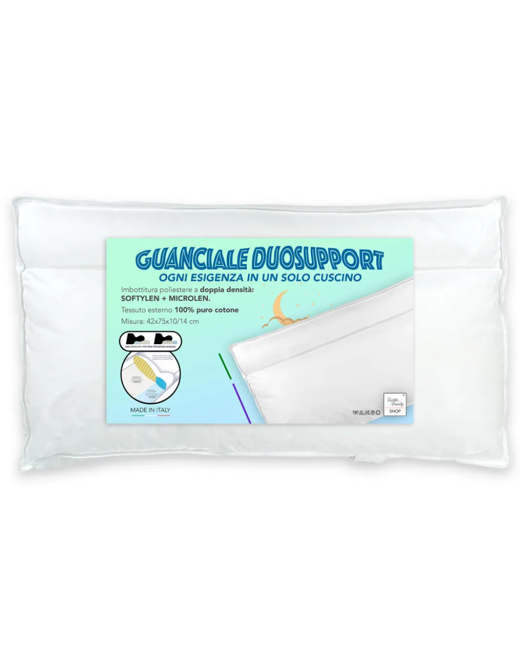 Guanciale DuoSupport con Doppia Imbottitura, Cuscino Letto Morbido e Duro, Innovativo Cuscino BiComfort in Poliestere e Cotone
