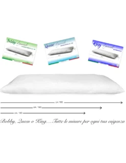 GUANCIALE KING CUSCINO LETTO 2 PIAZZE MATRIMONIALE LUNGO cm. 180 MIS. CM. 50 X 180