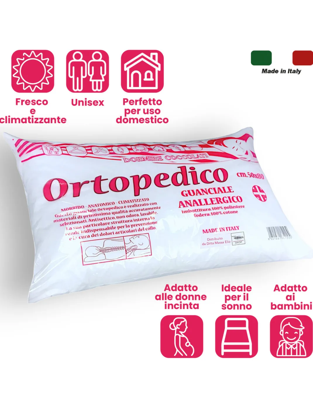 GUANCIALE ORTOPEDICO ANTI CERVICALE IN POLIESTERE