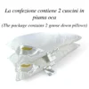 Guanciali Piume d'Autore, Set di 2 Cuscini Letto Matrimoniale Piuma d'Oca 50x80 cm, 1100g, Morbidi, Ipoallergenici e Ergonomici