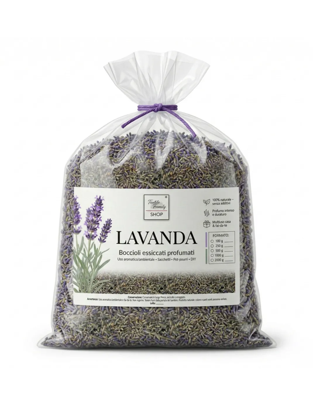 Lavanda essiccata boccioli profumati Made in Italy Tex Family – per sacchetti armadi, pot-pourri e DIY