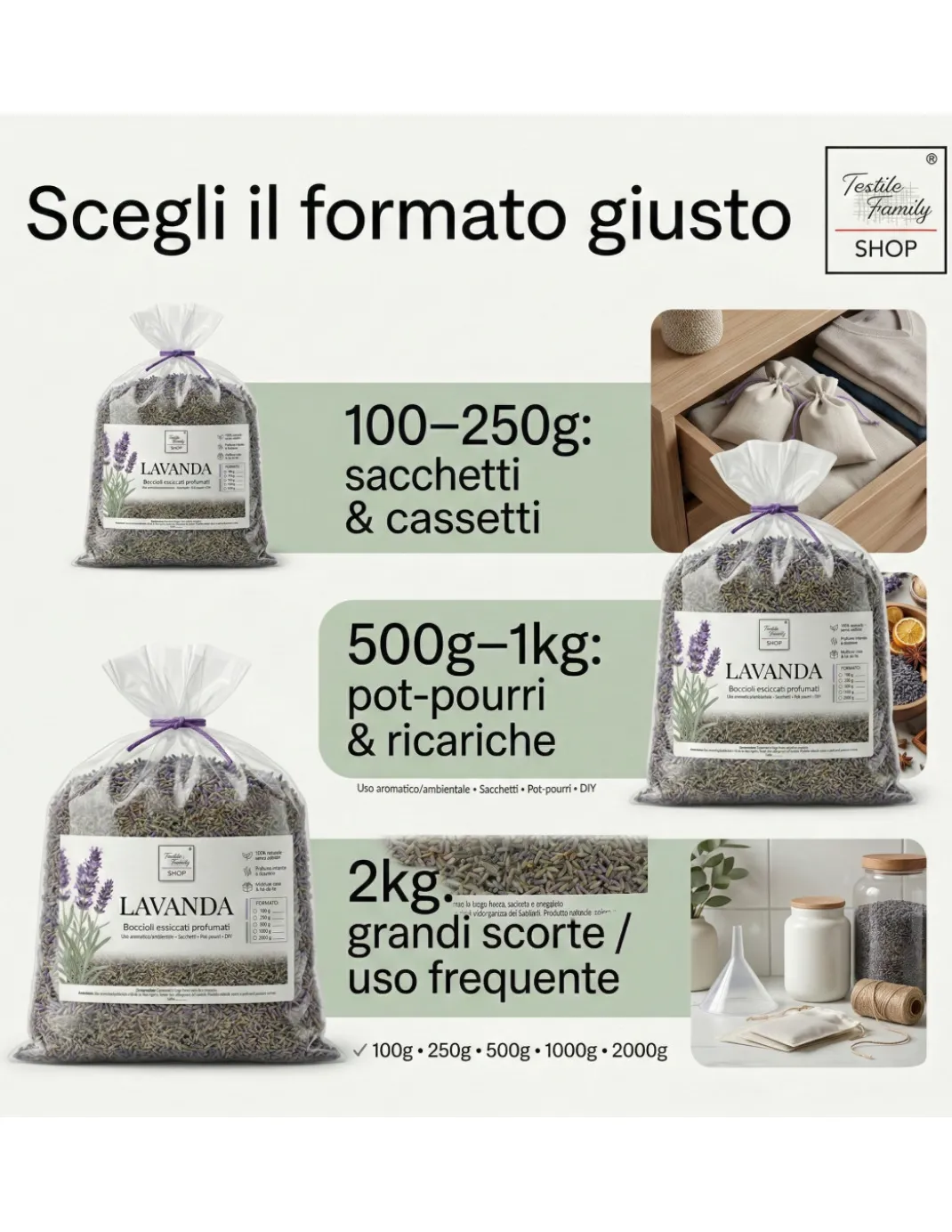 Lavanda essiccata boccioli profumati Made in Italy Tex Family – per sacchetti armadi, pot-pourri e DIY