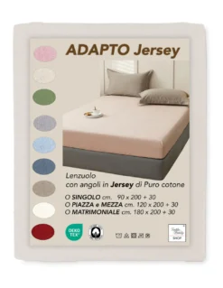 Lenzuola Sotto con Angoli Adapto Jersey Panna - Cotone Elasticizzato H30cm - Singolo, Piazza e Mezza, Matrimoniale