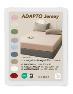 Lenzuola Sotto con Angoli Adapto Jersey Bianche - Cotone Elasticizzato H30cm - Singolo, Piazza e Mezza, Matrimoniale