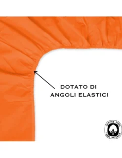 LENZUOLO CON ANGOLI FRANCY ARANCIO FRANCESE 1 PIAZZA E MEZZA GRANDE MAXI