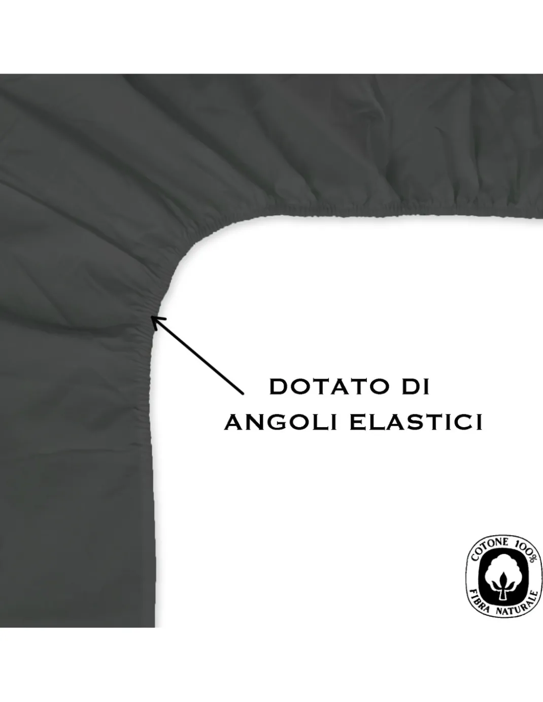 LENZUOLO CON ANGOLI FRANCY GRIGIO SCURO FRANCESE 1 PIAZZA E MEZZA GRANDE MAXI