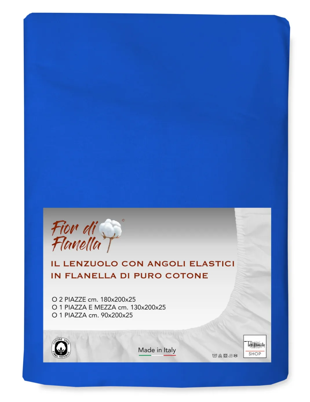 LENZUOLO Con Angoli IN FLANELLA BLUETTE Fior di Flanella © TUTTE LE MISURE