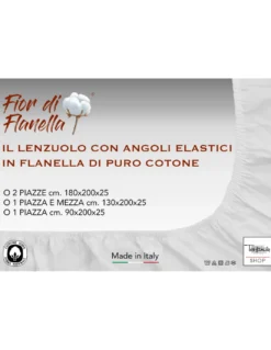 LENZUOLO Con Angoli IN FLANELLA AZZURRO Fior di Flanella © TUTTE LE MISURE
