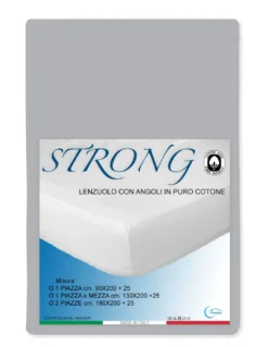 LENZUOLO con ANGOLI STRONG tinta unita GRIGIO made in Italy