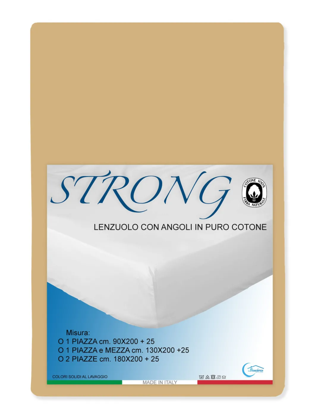 LENZUOLO con ANGOLI STRONG tinta unita OCRA made in Italy