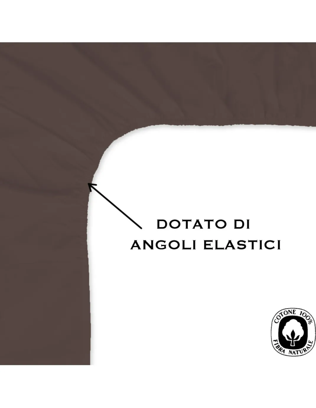 LENZUOLO con ANGOLI STRONG tinta unita MARRONE made in Italy
