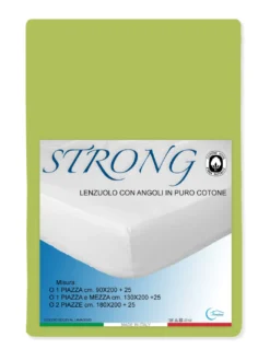 LENZUOLO con ANGOLI STRONG tinta unita VERDE ACIDO made in Italy