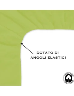 LENZUOLO con ANGOLI STRONG tinta unita VERDE ACIDO made in Italy