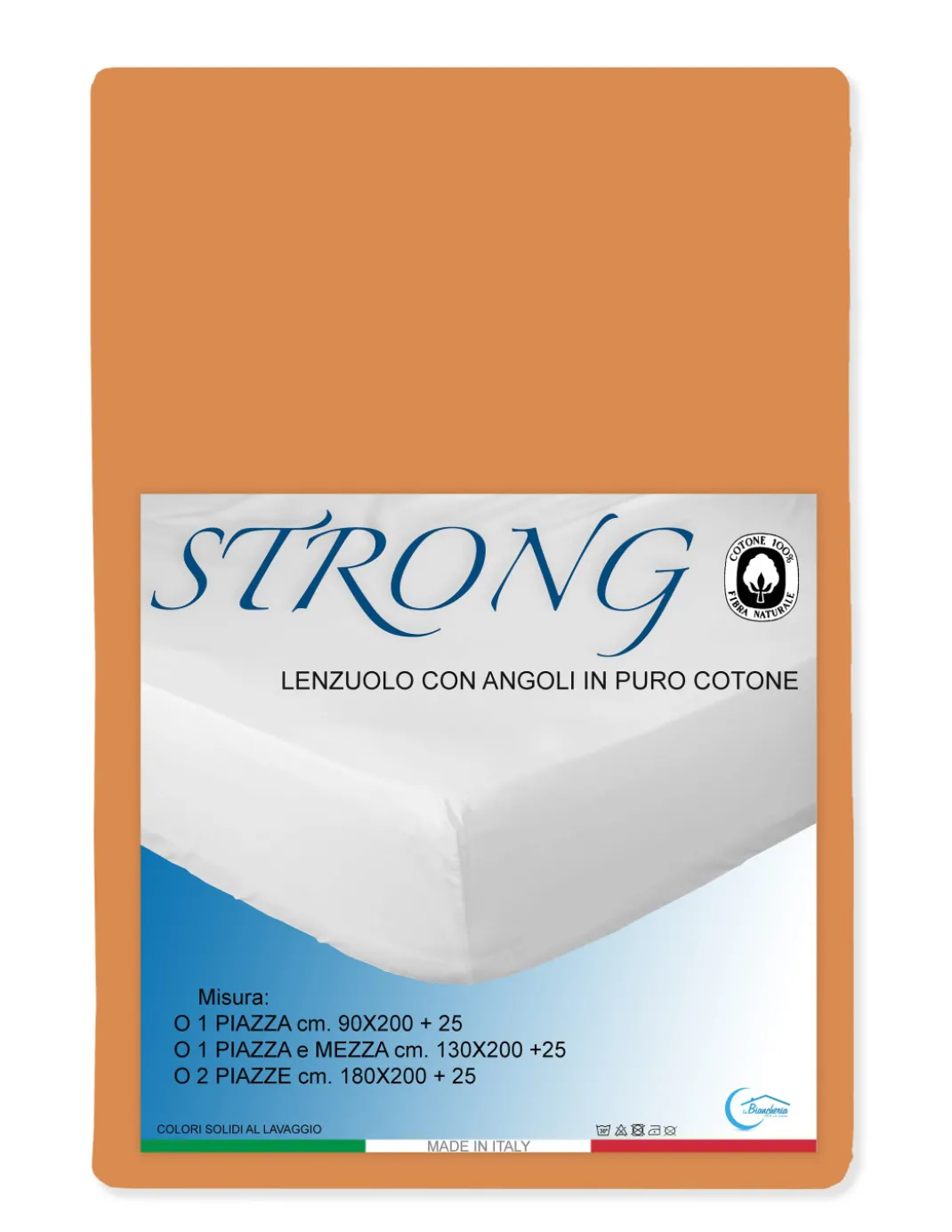 LENZUOLO con ANGOLI STRONG tinta unita ARANCIO made in Italy