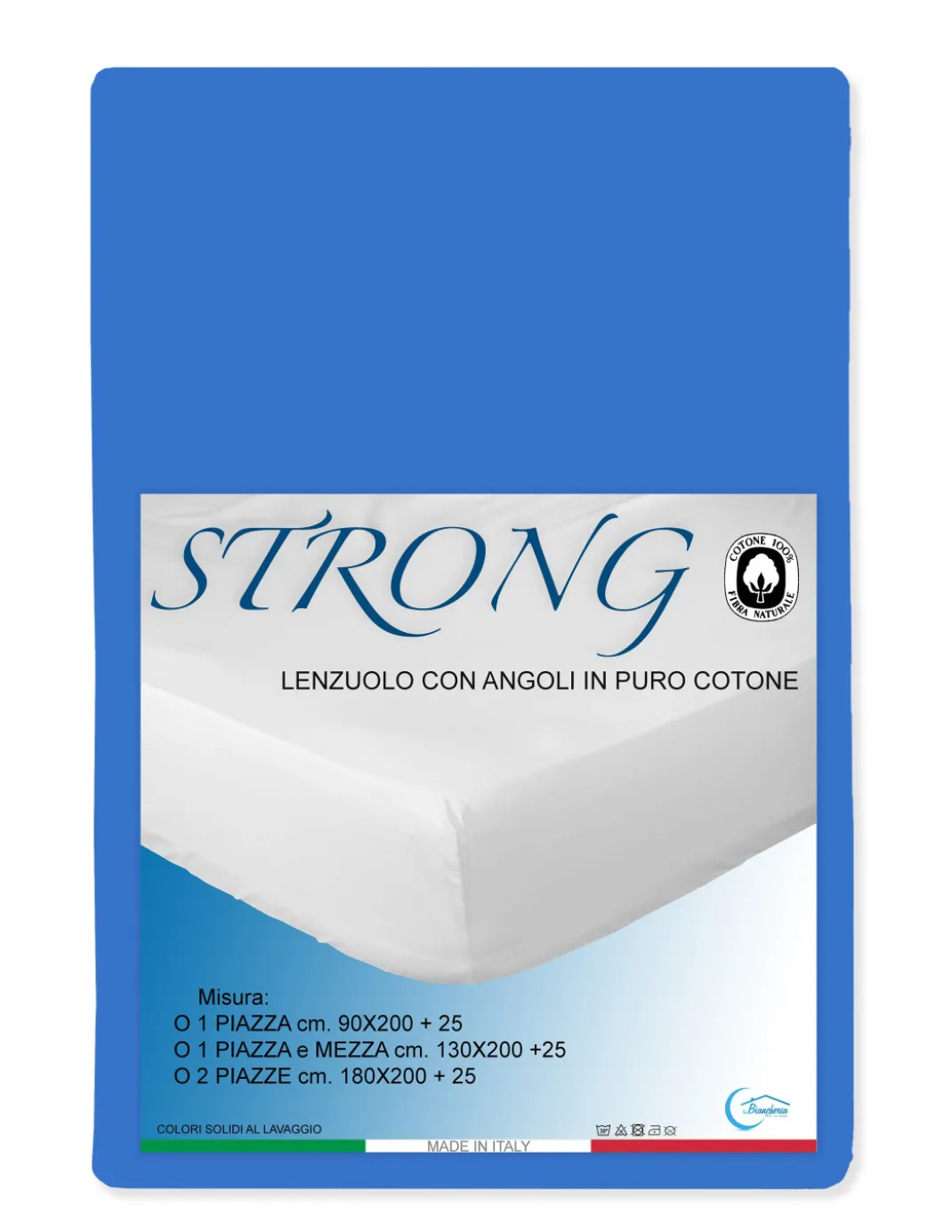 LENZUOLO con ANGOLI STRONG tinta unita BLUETTE made in Italy