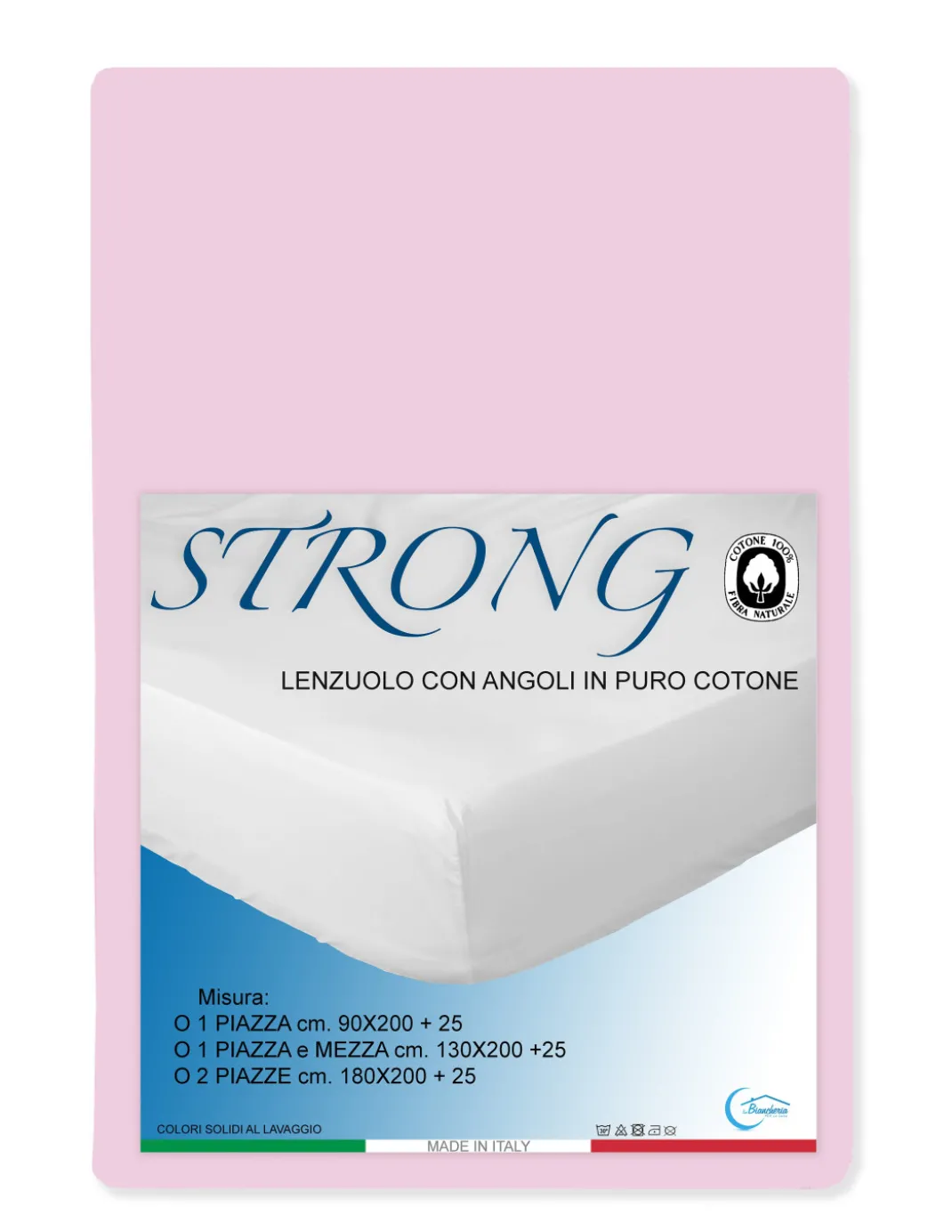 LENZUOLO con ANGOLI STRONG tinta unita ROSA made in Italy