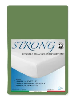 LENZUOLO con ANGOLI STRONG tinta unita VERDE PRATERIA made in Italy