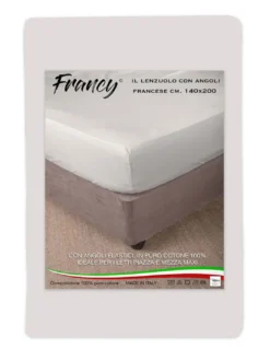 LENZUOLO FRANCY CON ANGOLI BEIGE FRANCESE 1 PIAZZA E MEZZA 140 GRANDE MAXI