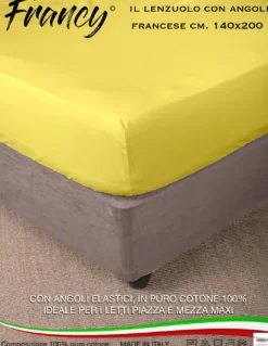 LENZUOLO FRANCY CON ANGOLI GIALLO FRANCESE 1 PIAZZA E MEZZA GRANDE MAXI