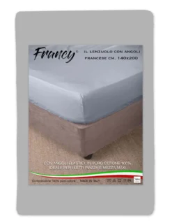LENZUOLO FRANCY CON ANGOLI GRIGIO FRANCESE 1 PIAZZA E MEZZA GRANDE MAXI