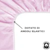 LENZUOLO FRANCY CON ANGOLI ROSA FRANCESE 1 PIAZZA E MEZZA GRANDE MAXI
