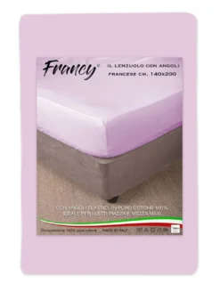 LENZUOLO FRANCY CON ANGOLI ROSA FRANCESE 1 PIAZZA E MEZZA GRANDE MAXI