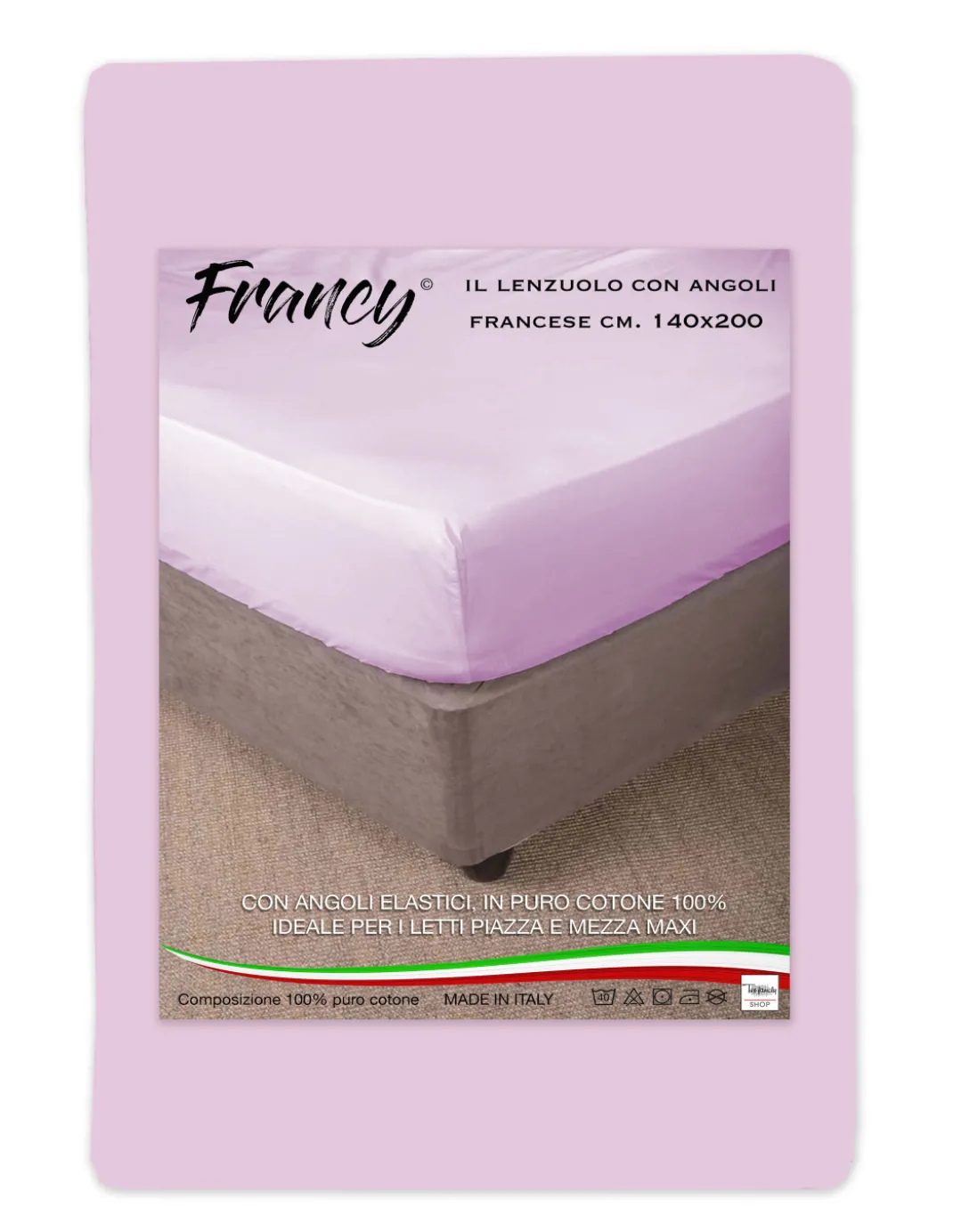 LENZUOLO FRANCY CON ANGOLI ROSA FRANCESE 1 PIAZZA E MEZZA GRANDE MAXI