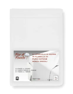 Lenzuolo Sopra in Flanella Senza Angoli Colore Bianco - Puro Cotone Morbido | Made in Italy | Per Materassi Maxi e Fuori Misura